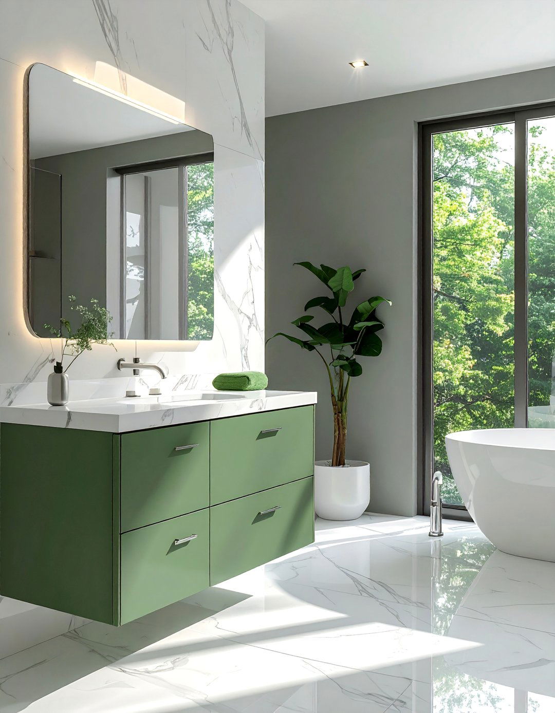 15 Gorgeous Bathroom Designs Featuring Green Vanities
