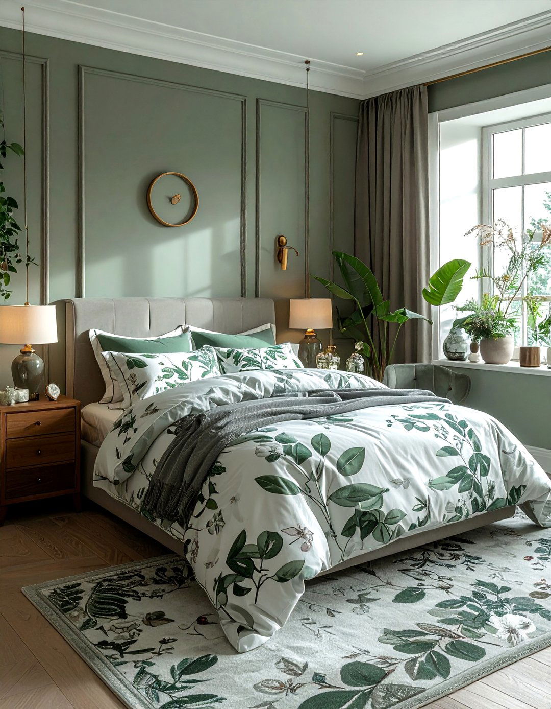 Sage Green and Grey Floral Bedding - 25 Sage Green and Grey Bedroom Ideas for a Relaxing Retreat