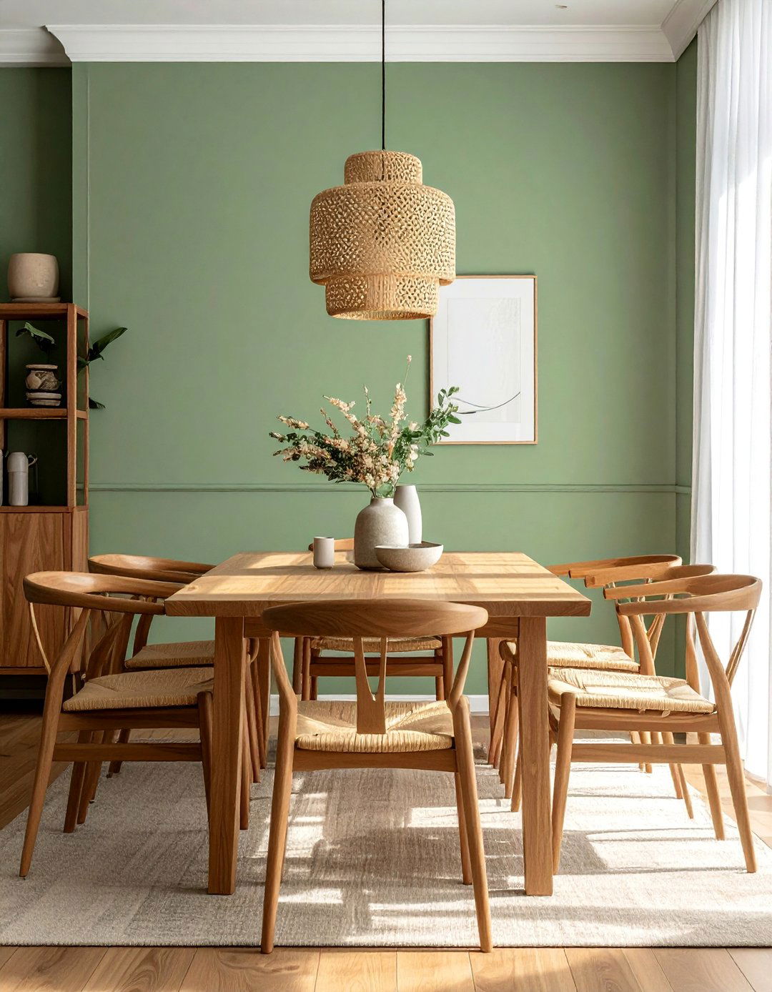 Sage Green and Natural Wood Tones - 25 Sage Green Dining Room Ideas for a Serene Space