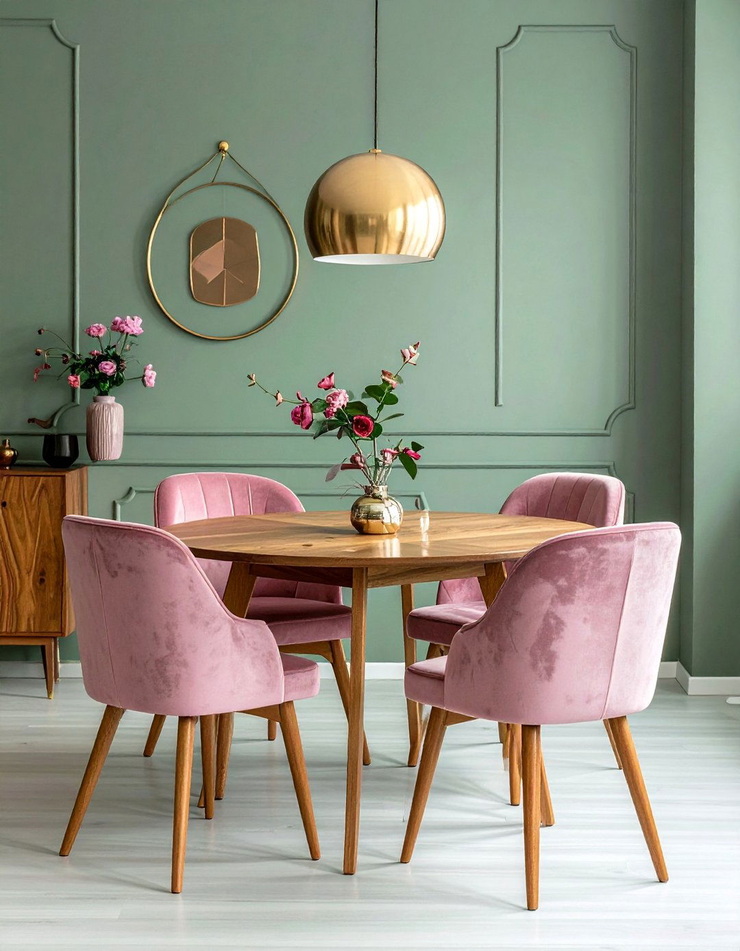 Sage Green and Pink Tones - 25 Sage Green Dining Room Ideas for a Serene Space