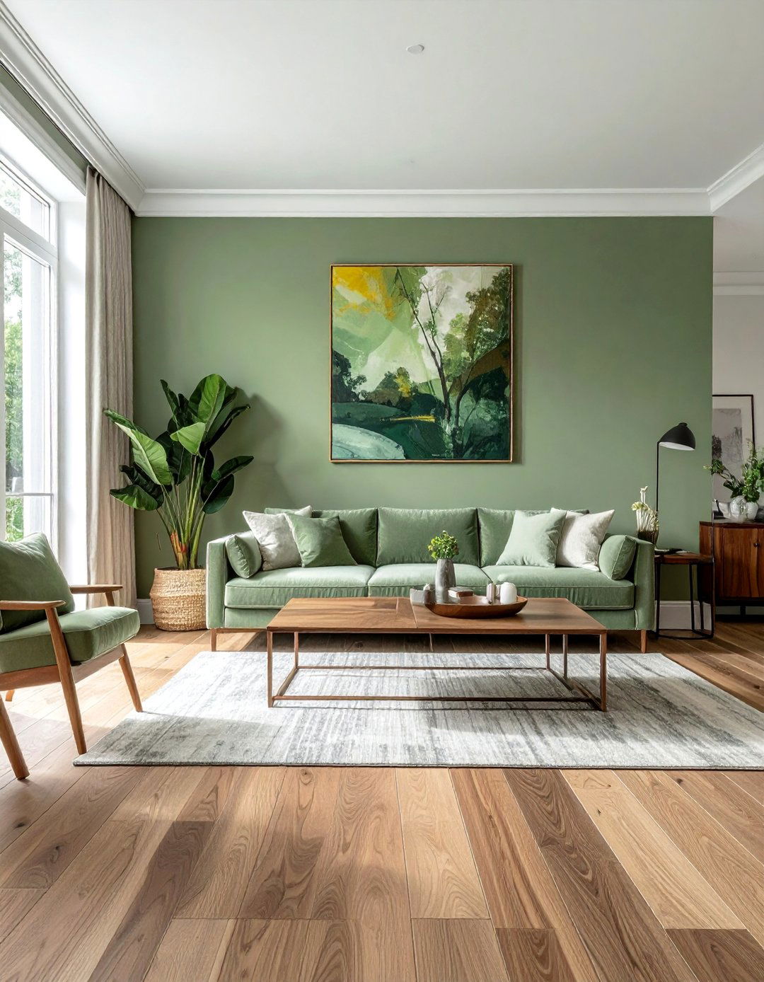 Sage Green with Natural Wood Tones - 40 Sage Green Paint Color Ideas for a Serene Home