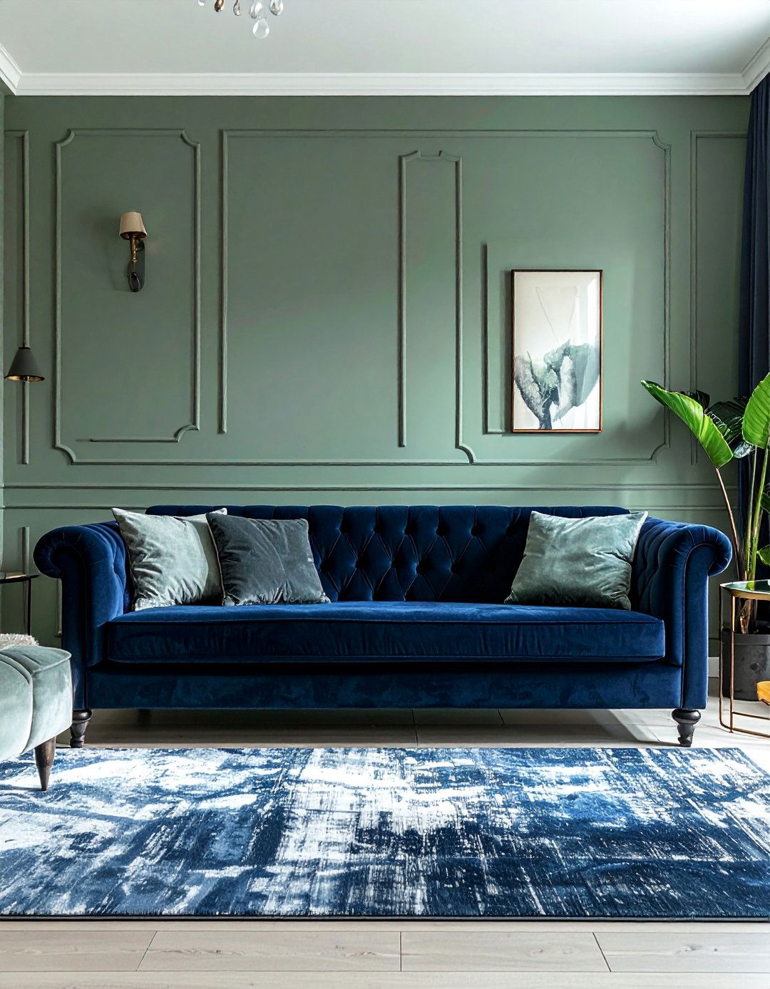 Sage Green with Pops of Navy Blue - 40 Sage Green Paint Color Ideas for a Serene Home