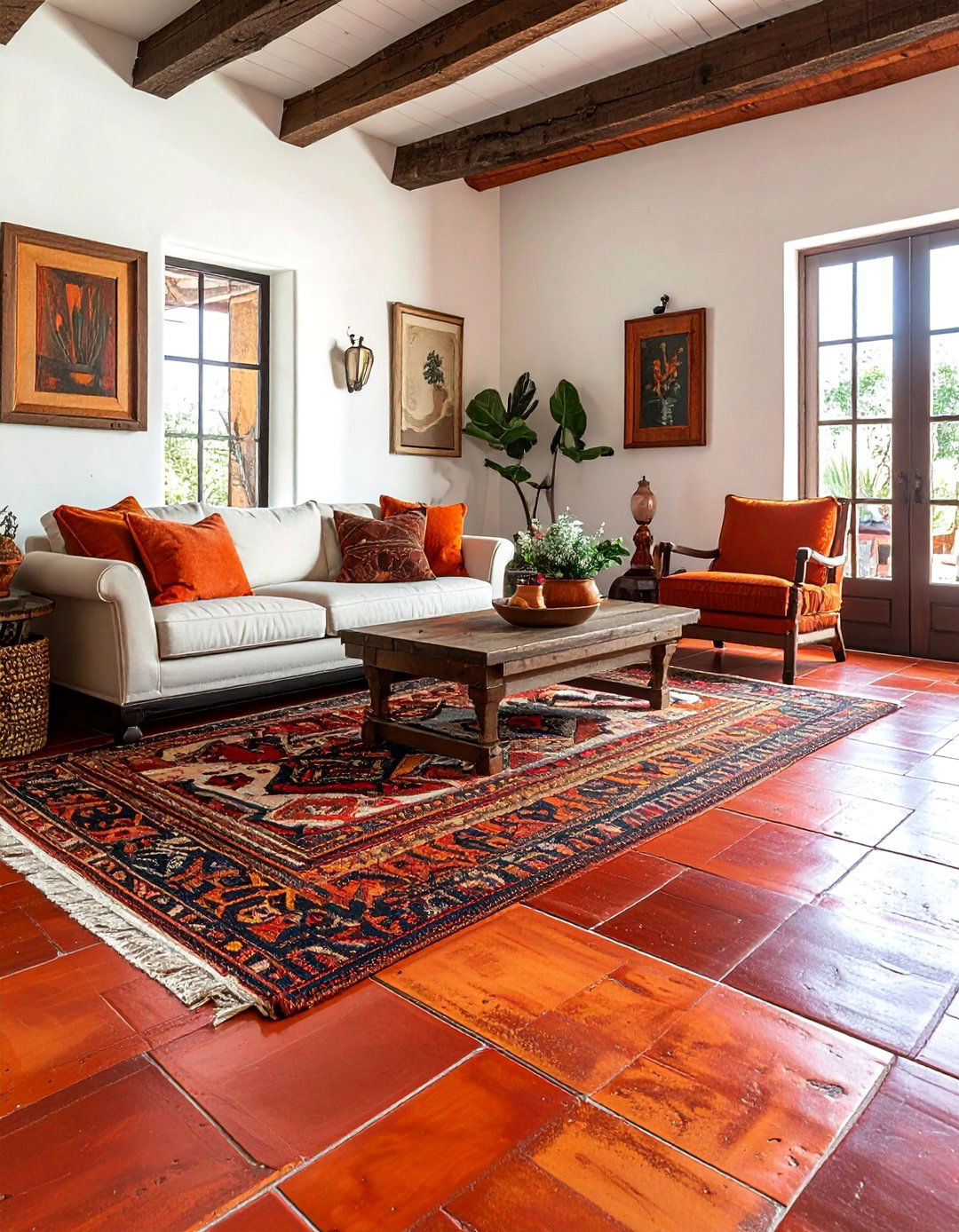 Saltillo Tile Floor Southwestern Living Room - 25 Southwestern Living Room Ideas for a Cozy Retreat