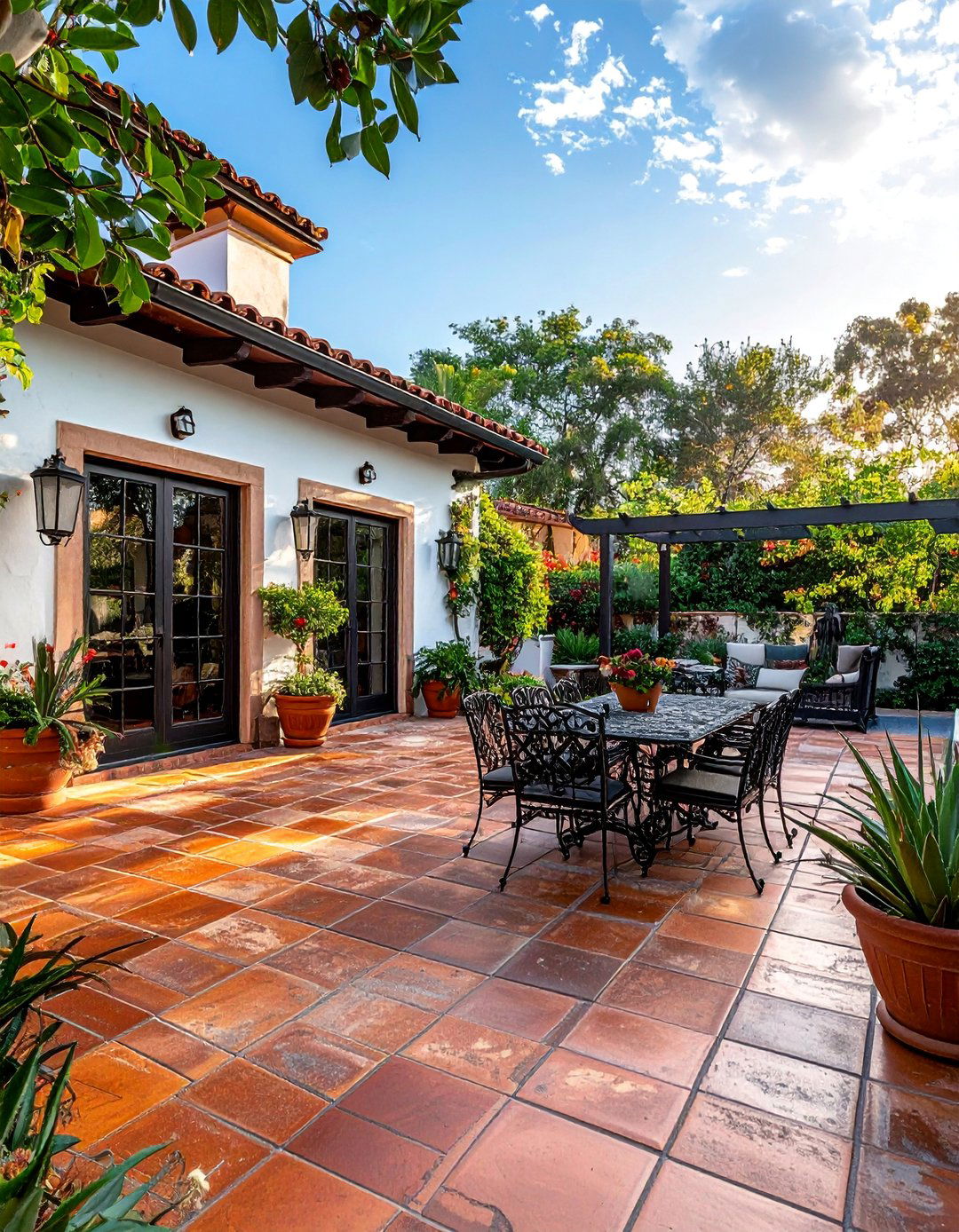 Saltillo Tile Patio Spanish Bungalow Exterior - 25 Spanish Bungalow Exterior Ideas for Timeless Appeal
