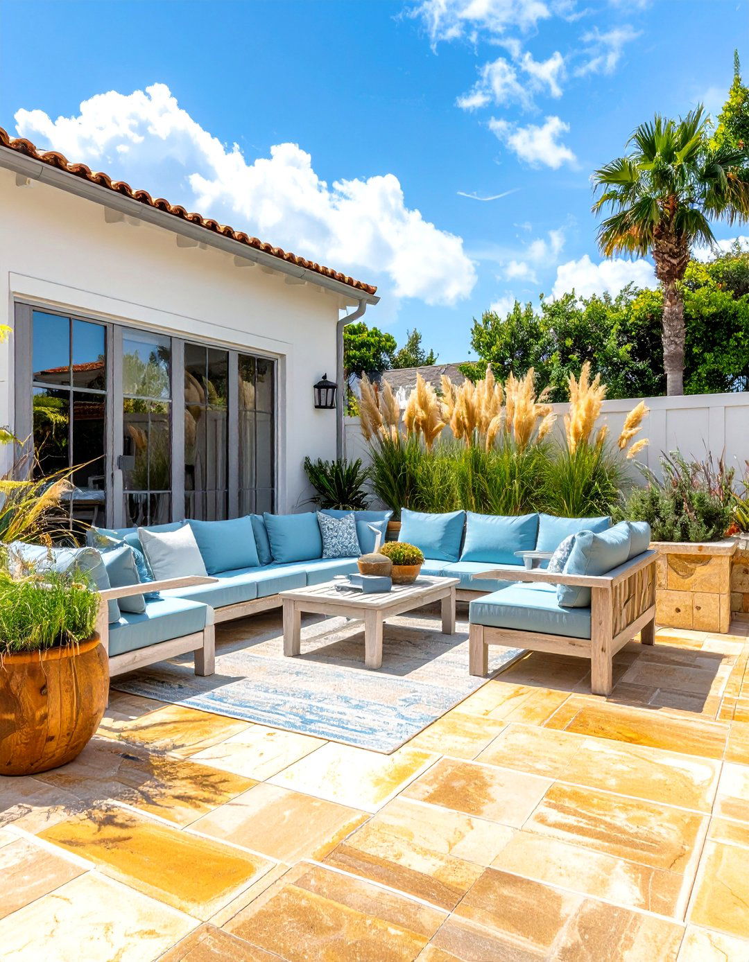 Sandstone Patio Tiles for a Beachy Feel - 30 Patio Tile Ideas for a Stylish Outdoor Space