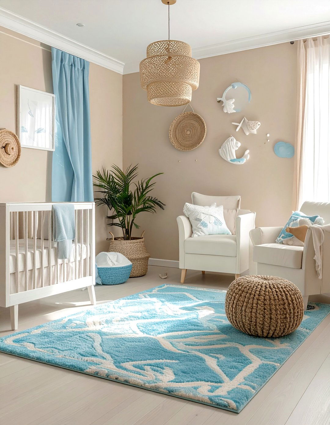 Sandy Beige and Soft Blue Palette - 20 Ocean-themed Nursery Ideas for a Calm and Serene Space