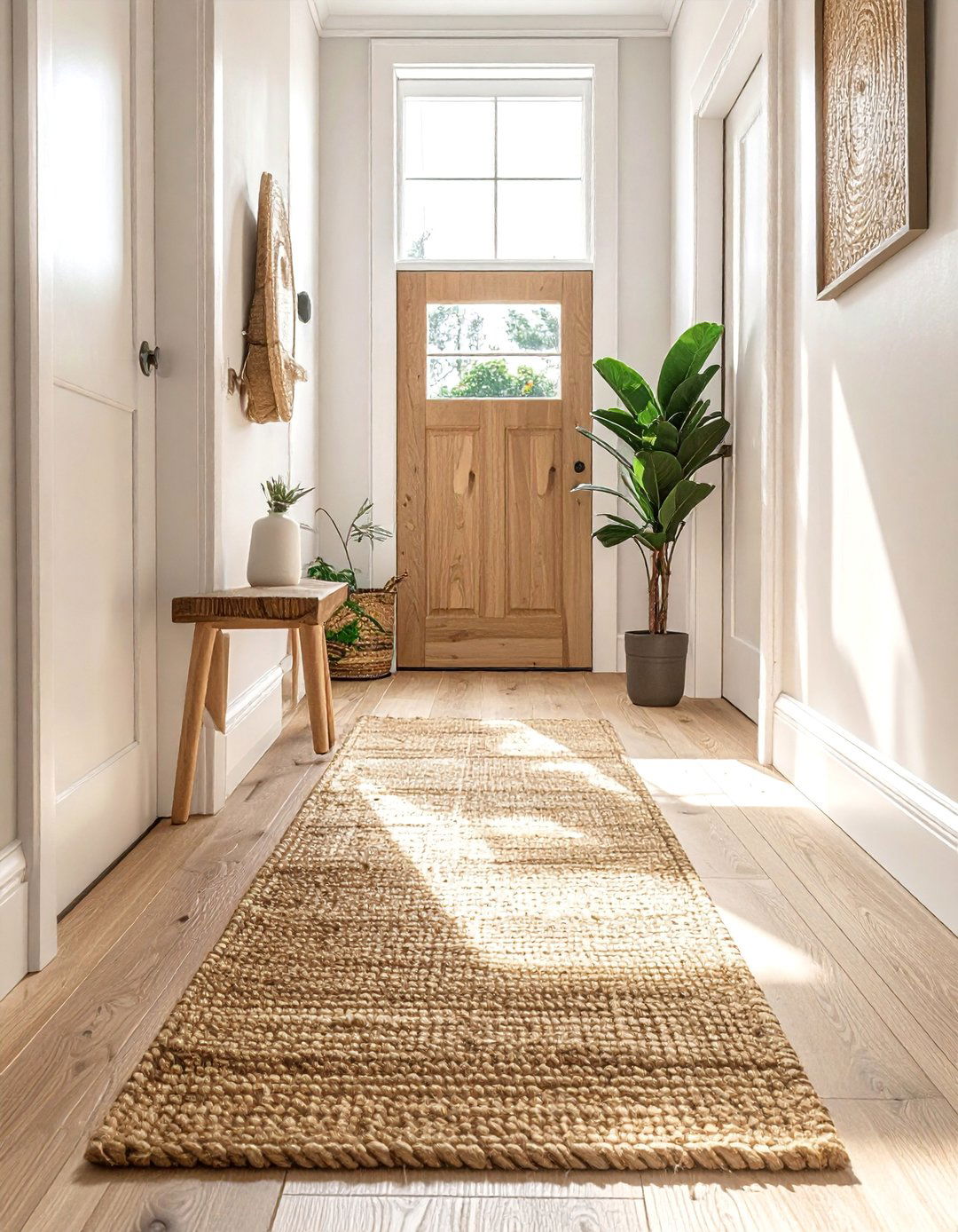 Scandinavian Entryway Anchored by a Jute Runner Rug - 20 Scandinavian Entryway Ideas for a Cozy Home