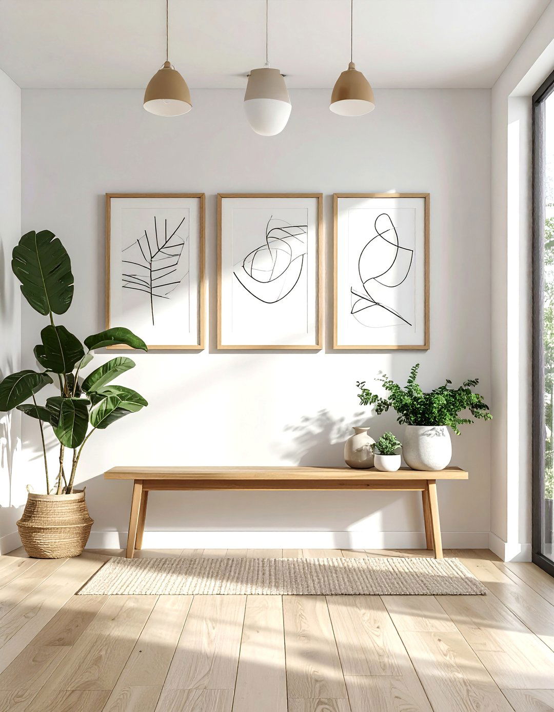 Scandinavian Entryway Showcasing Simple Framed Art - 20 Scandinavian Entryway Ideas for a Cozy Home