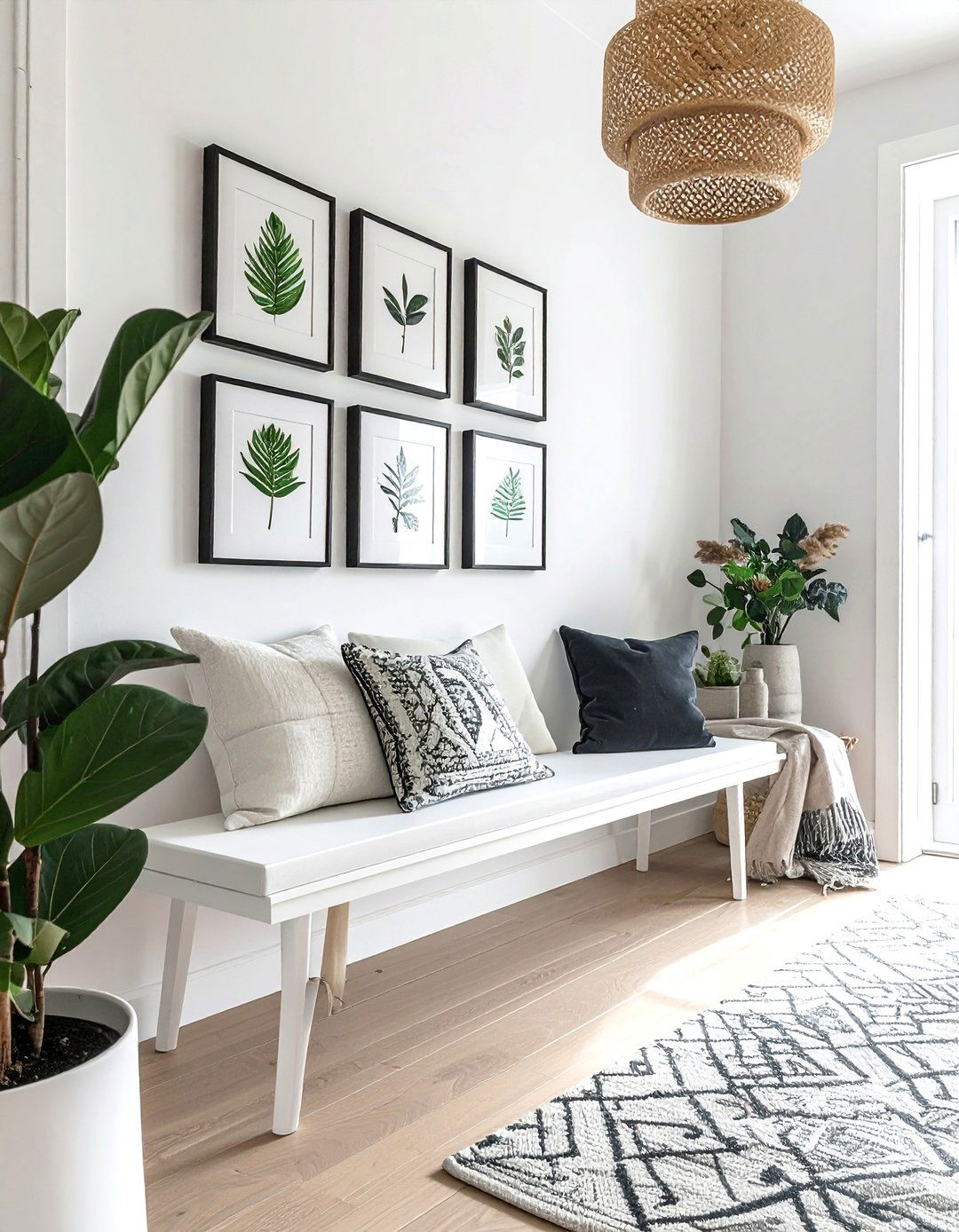 Scandinavian Entryway with a Minimalist Gallery Wall - 20 Scandinavian Entryway Ideas for a Cozy Home