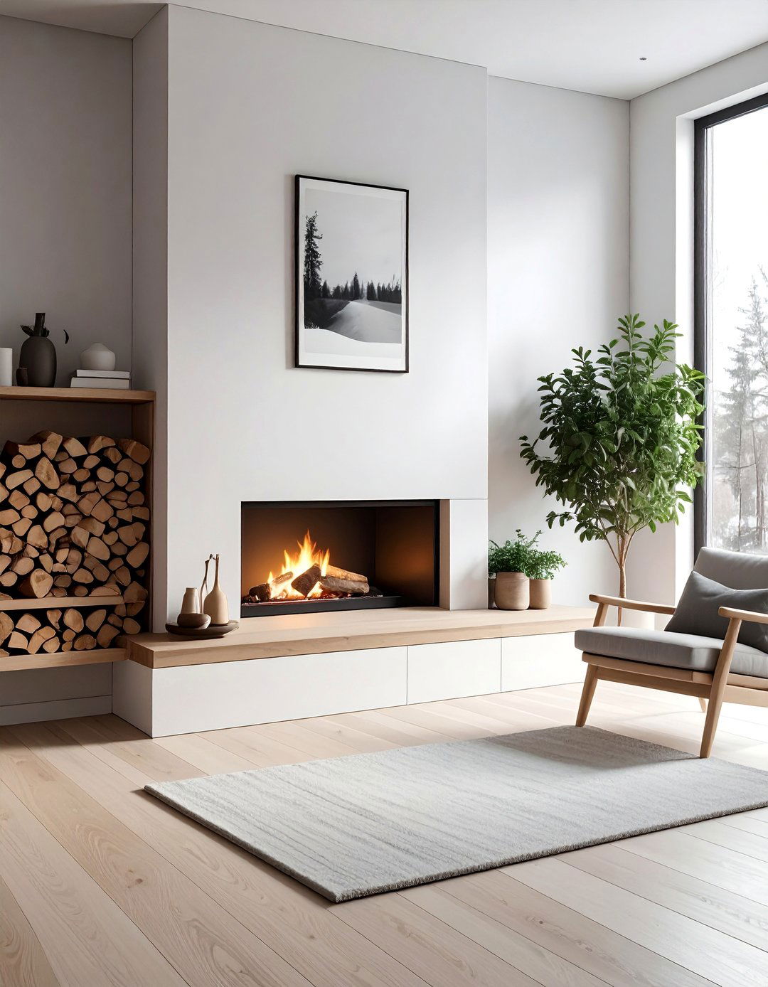 Scandinavian Fireplace Storage Integration - 20 Scandinavian Fireplace Ideas for Cozy Warmth