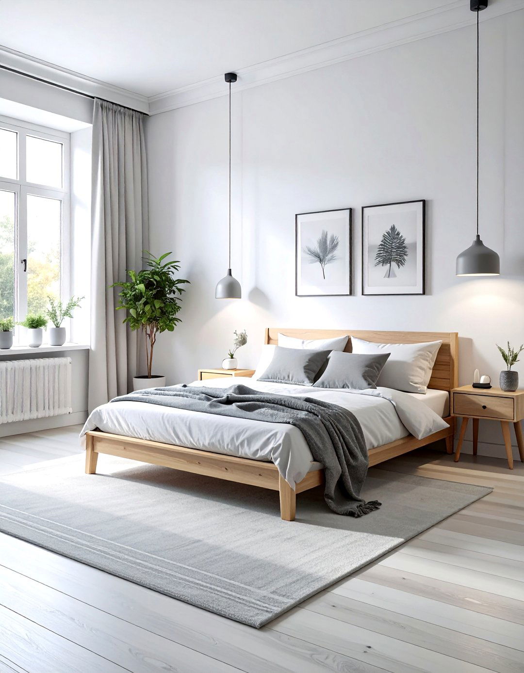 Scandinavian Inspired Grey and White Bedroom - 40 Grey and White Bedroom Ideas for a Serene Retreat