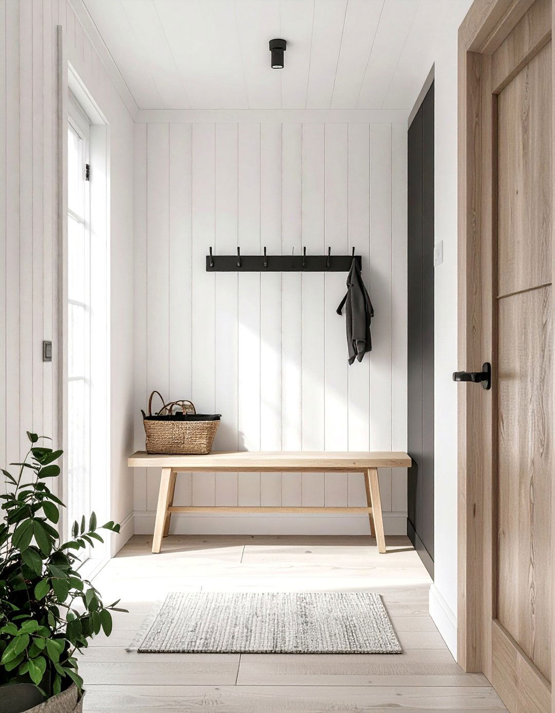 Scandinavian Inspired Shiplap Wall Entryway - 25 Shiplap Wall Entryway Ideas to Welcome Guests