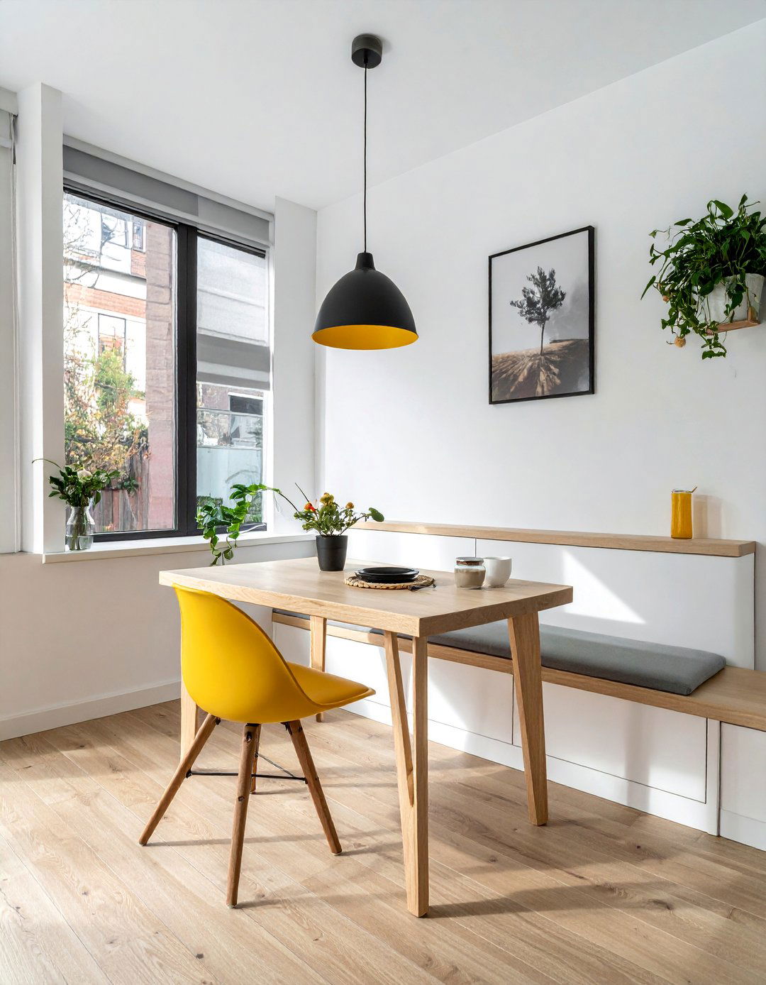 Scandinavian Minimalist Approach - 25 Corner Breakfast Nook Ideas for a Charming Dining Spot