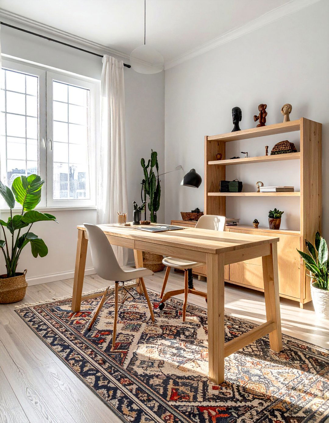 Scandinavian Simplicity with Global Eclectic Accents - 25 Eclectic Home Office Ideas for Creative Workspaces