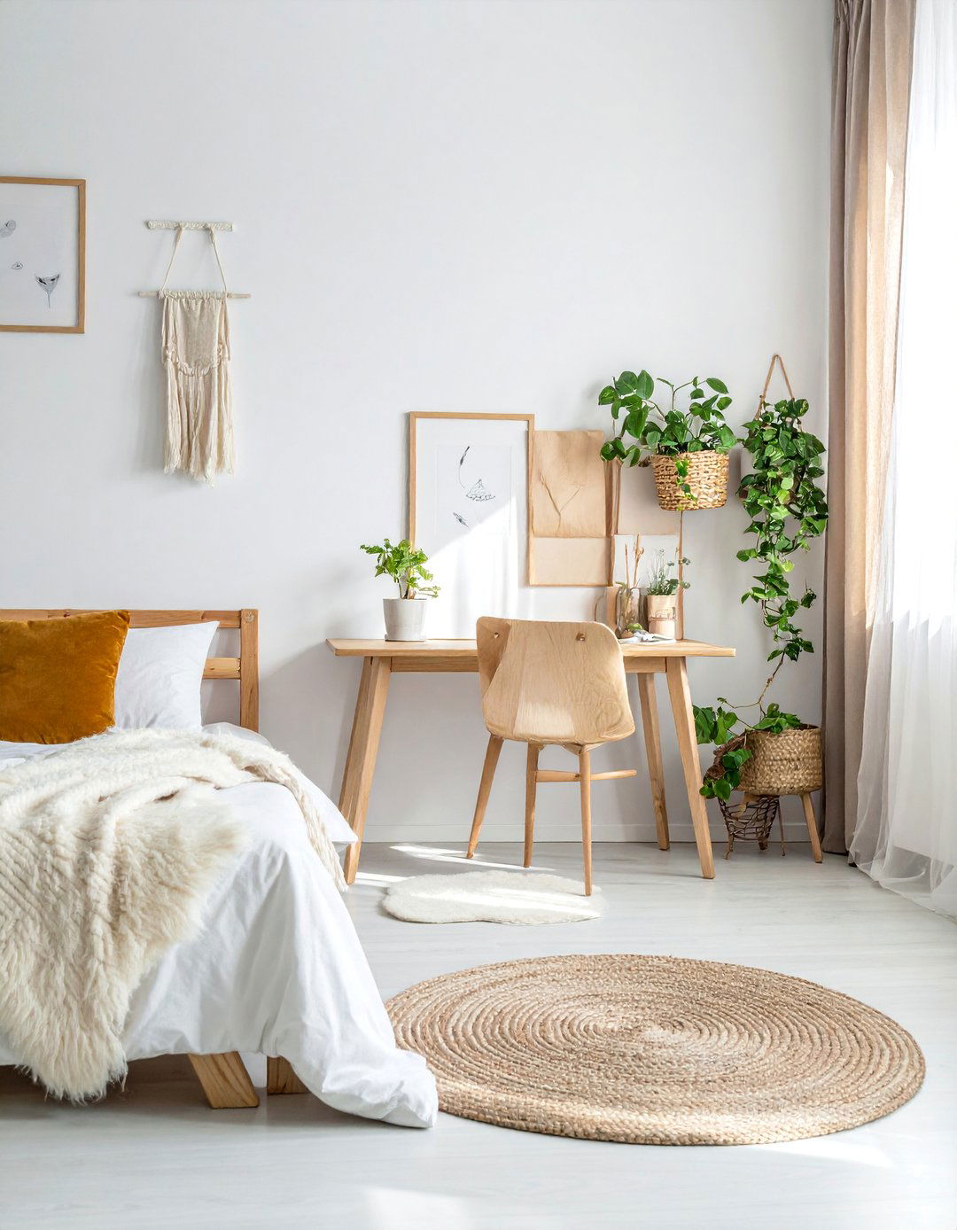 Scandinavian Style Bedroom Workspace - 40 Bedroom Office Ideas for a Productive Space