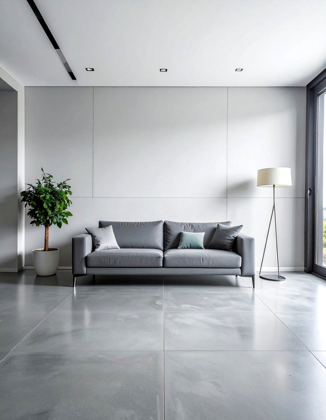 Seamless Grey Microcement Flooring - 25 Grey Flooring Living Room Ideas for Modern Homes