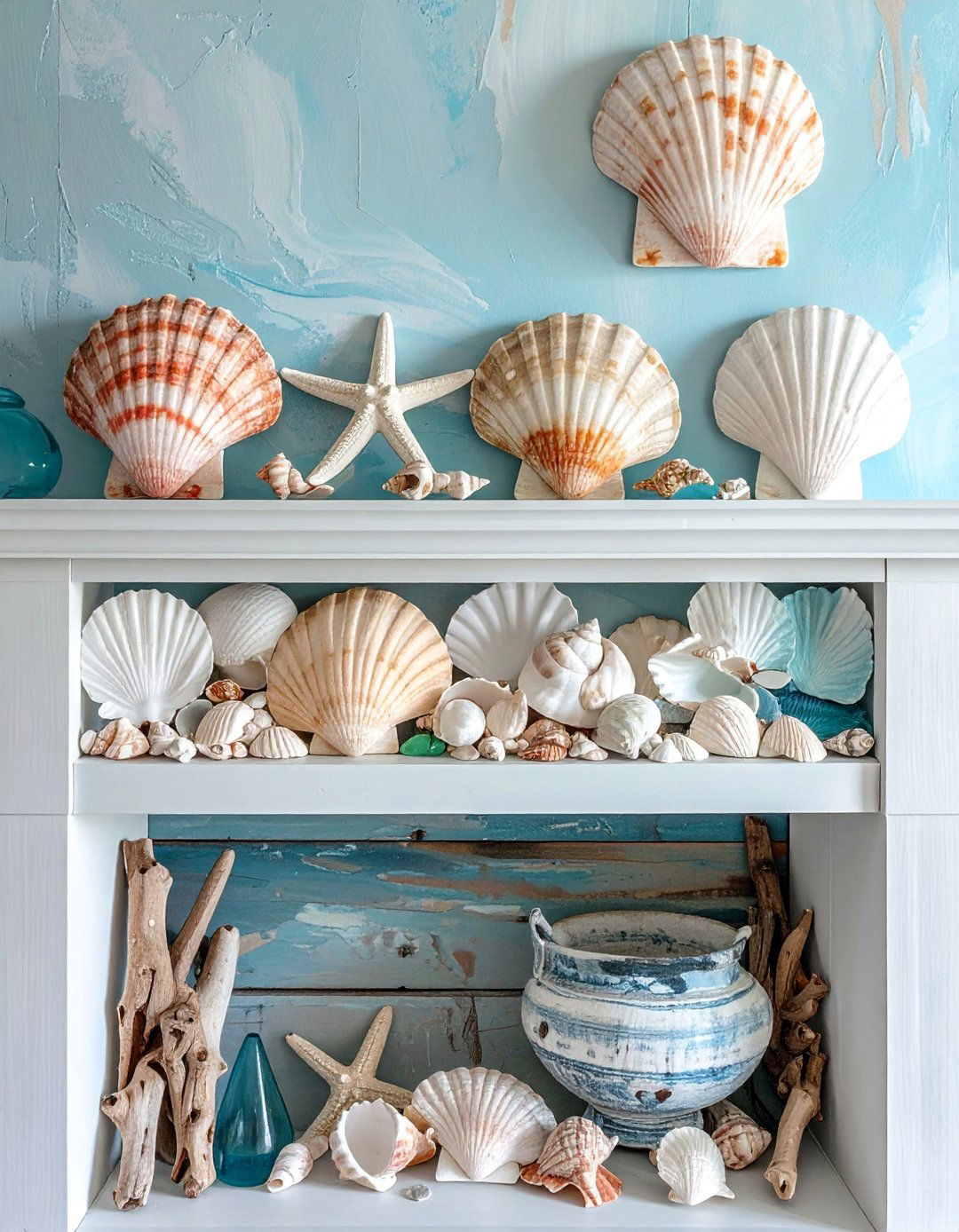 Seashell Coastal Collections - 40 Stylish Mantel Decor Ideas for Every Season