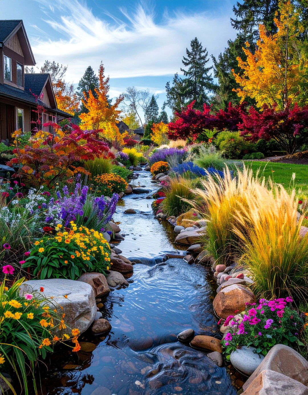 Seasonal Color Creek Celebration - 30 Front Yard Dry Creek Bed Landscaping Ideas