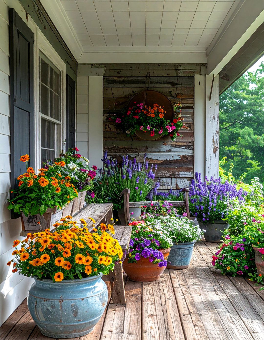 Seasonal Planter Rotation System - 30 Rustic Porch Ideas to Enhance Your Outdoor Space