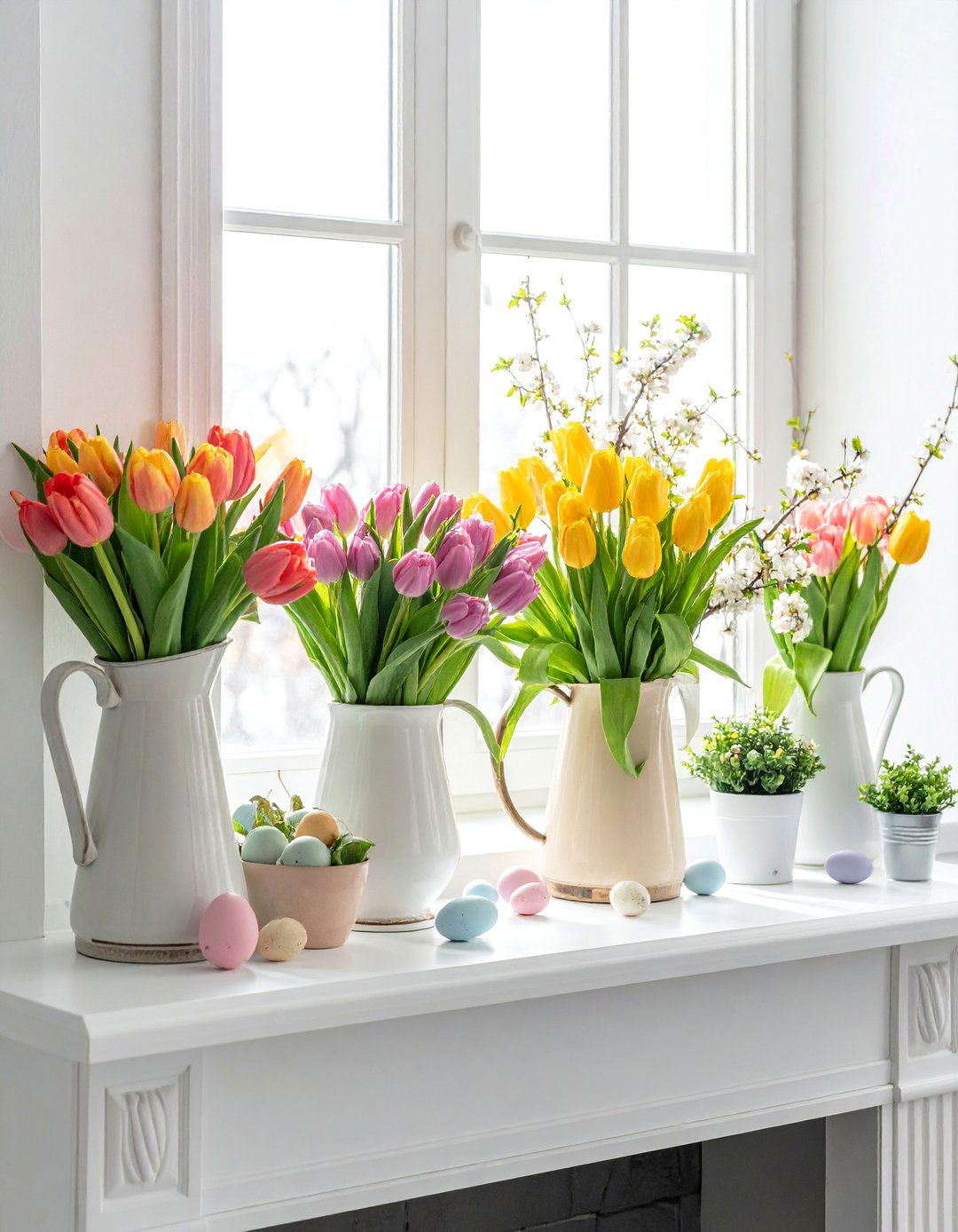 Seasonal Spring Awakening - 40 Stylish Mantel Decor Ideas for Every Season