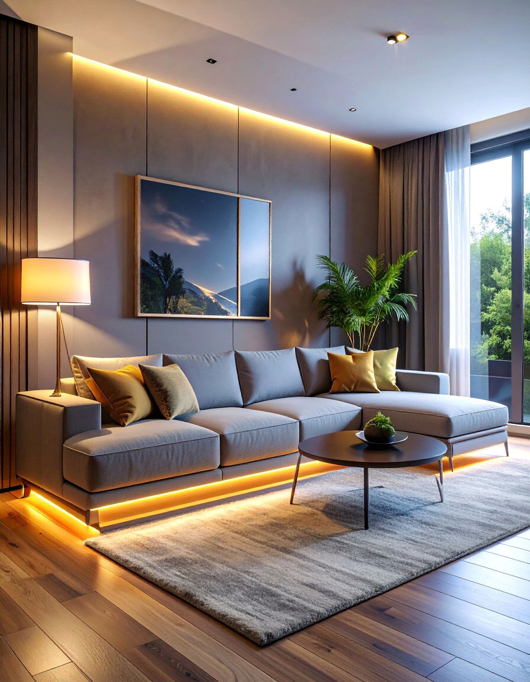 Sectional Lighting Integration - 30 Small Living Room Sectional Layout Ideas