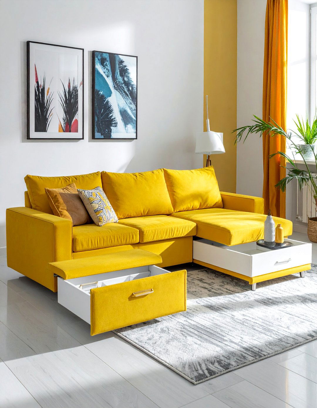 Sectional with Built in Storage Solutions - 30 Small Living Room Sectional Layout Ideas