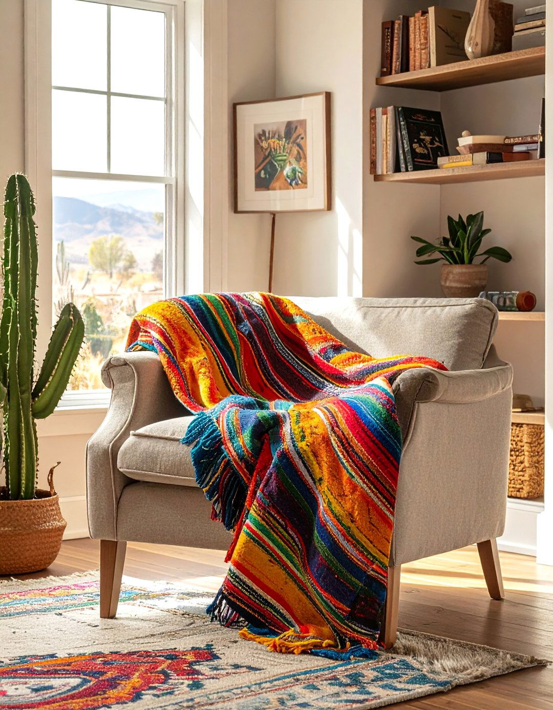 Serape Blanket Southwestern Living Room - 25 Southwestern Living Room Ideas for a Cozy Retreat