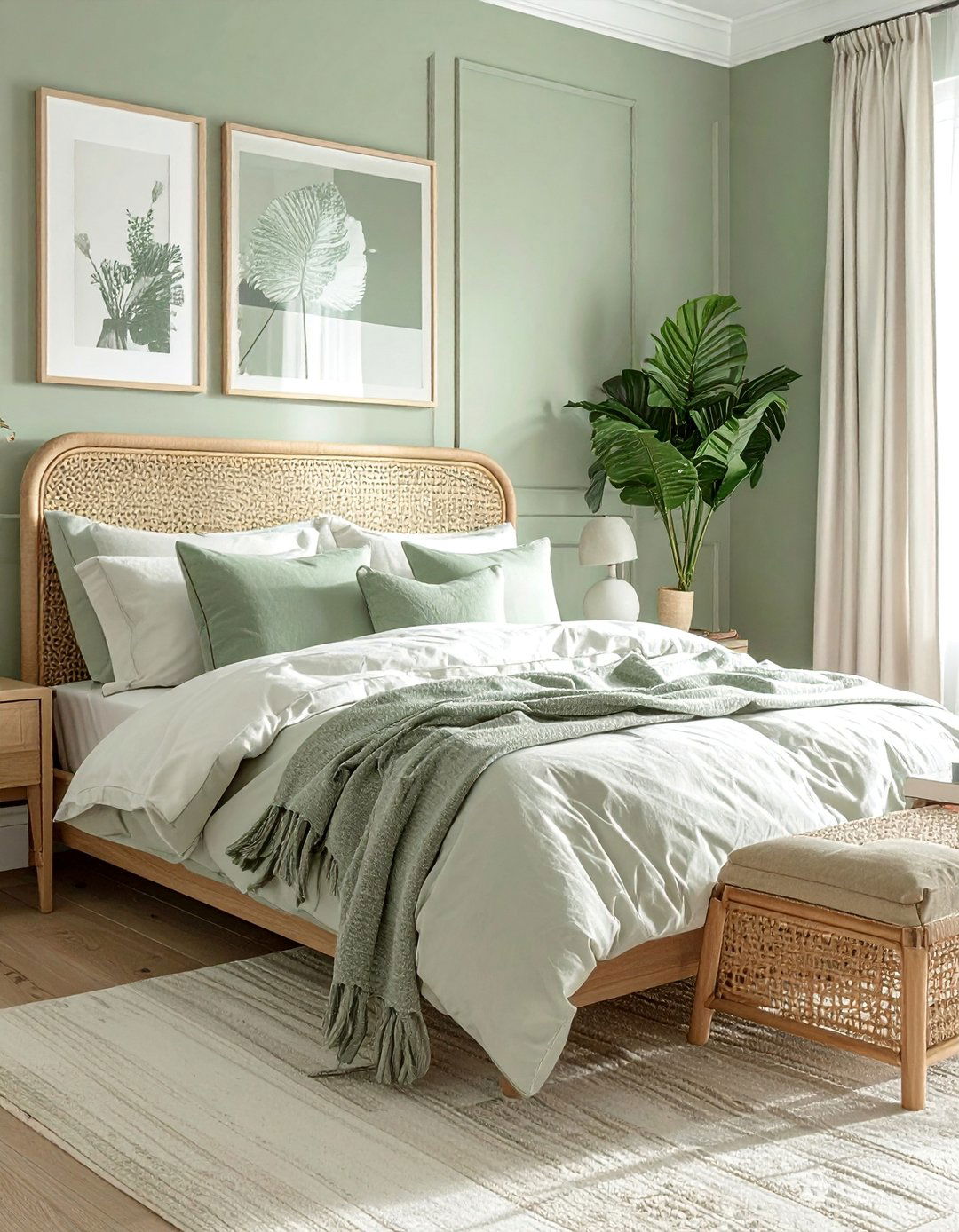 Serene Sage Green in a Master Bedroom - 40 Sage Green Paint Color Ideas for a Serene Home