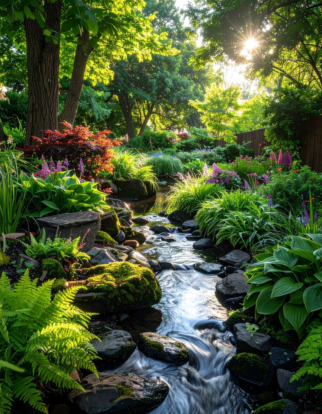 Shade Garden Creek Oasis - 30 Front Yard Dry Creek Bed Landscaping Ideas