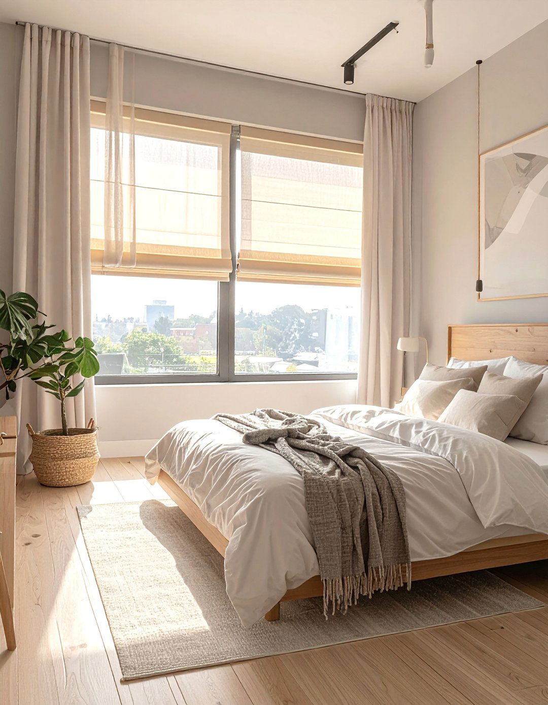 Sheer Curtains Layered Over Blinds - 40 Cozy Bedroom Ideas for a Relaxing Retreat