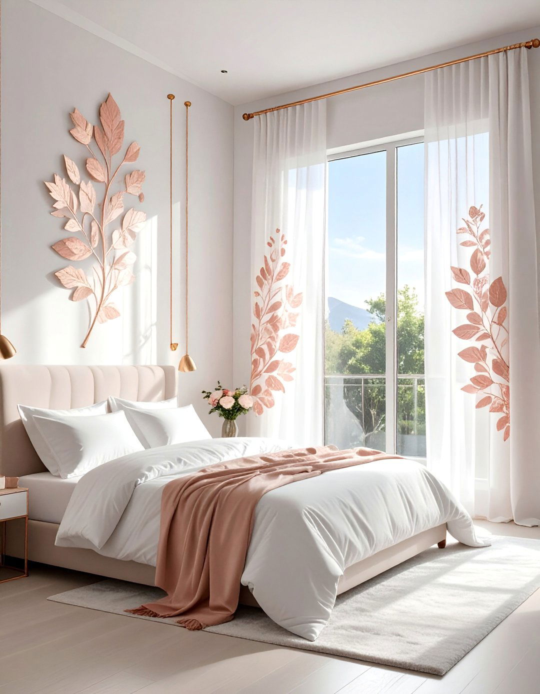 Sheer Curtains with Rose Gold Accents