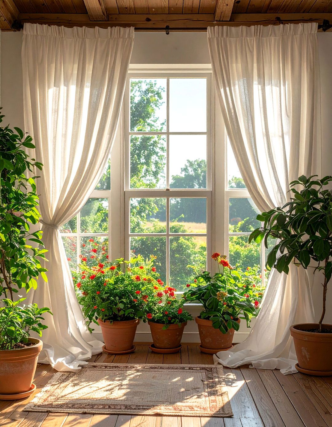 Sheer White Cotton Farmhouse Curtains - 40 Farmhouse Window Treatment Ideas for a Cozy Home