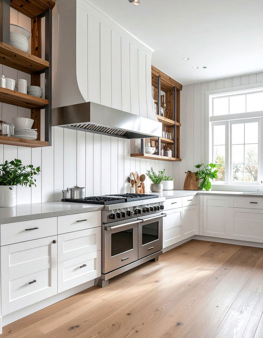 Shiplap Backsplash Extending to the Ceiling - 30 Shiplap Backsplash Ideas for Your Kitchen Makeover