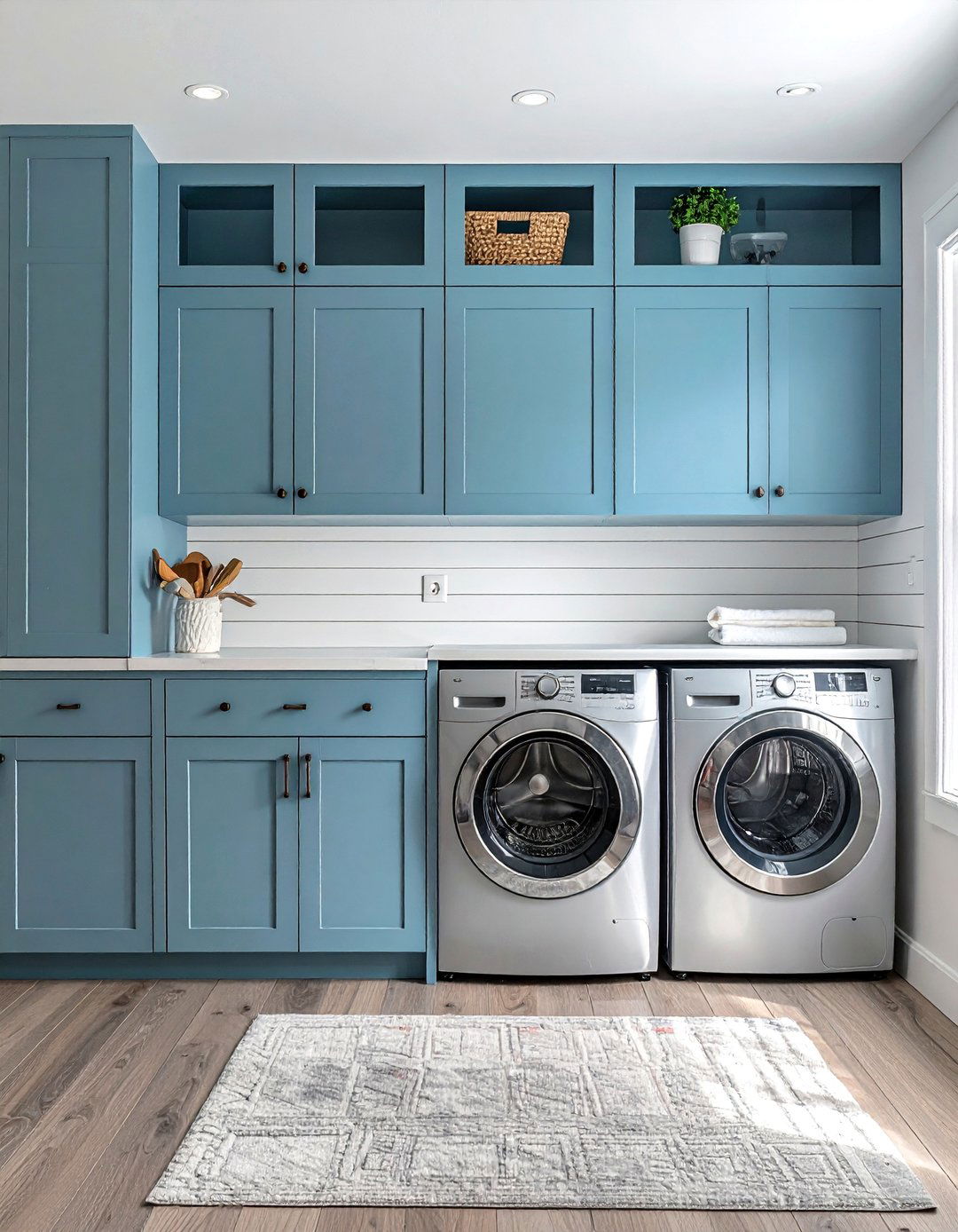 Shiplap Laundry Room with Built In Cabinetry - 20 Shiplap Laundry Room Ideas for a Cozy Feel