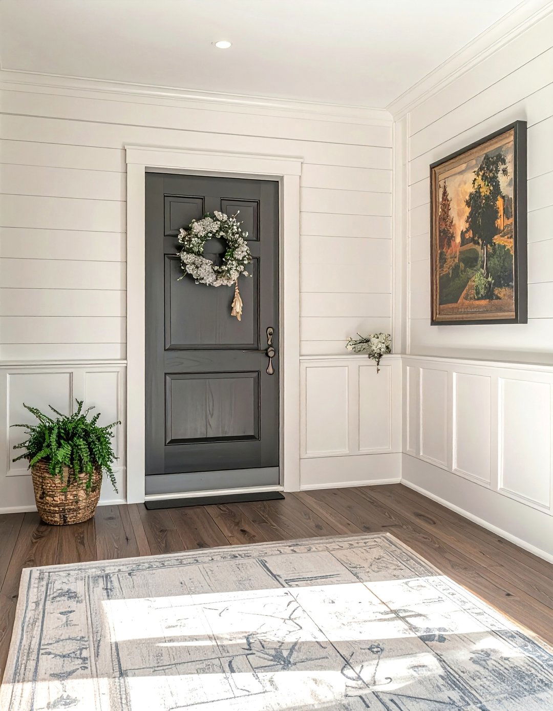 Shiplap Wall Entryway with Board and Batten - 25 Shiplap Wall Entryway Ideas to Welcome Guests