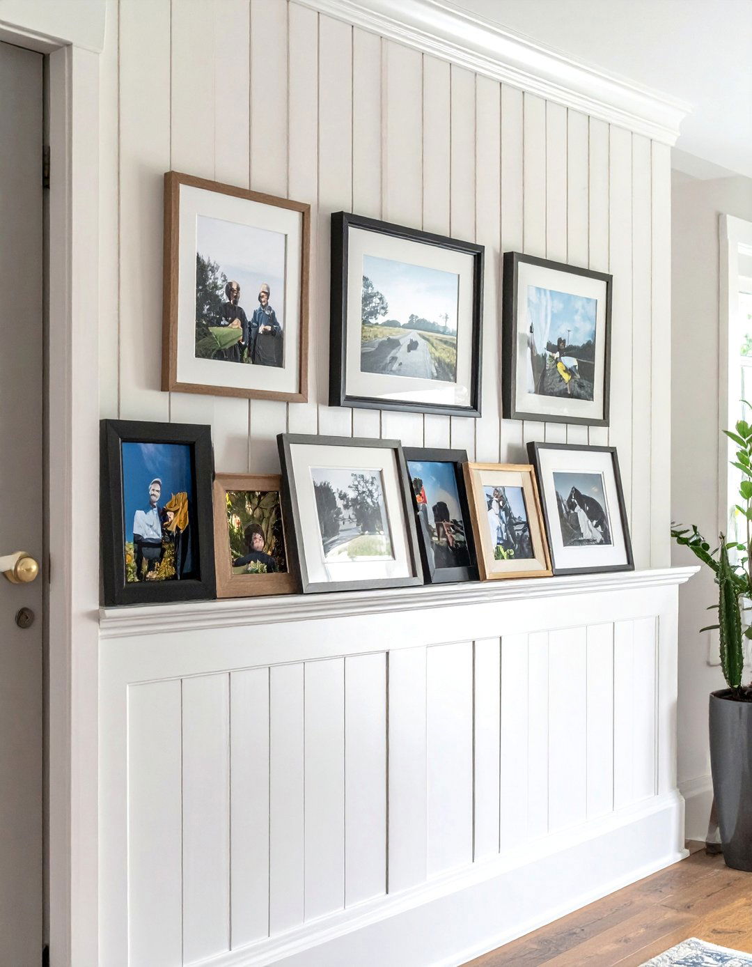 Shiplap Wall Entryway with a Picture Ledge - 25 Shiplap Wall Entryway Ideas to Welcome Guests