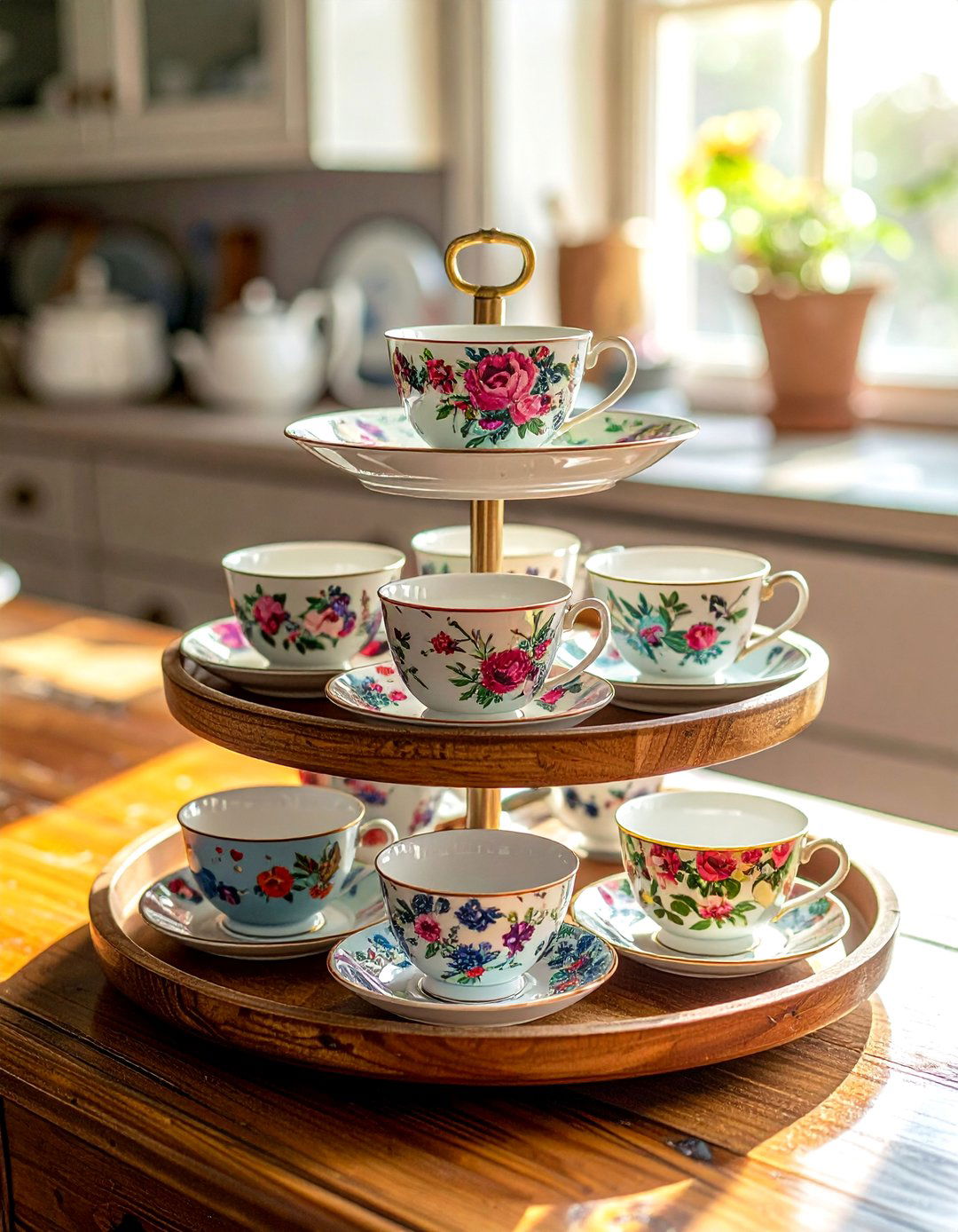 Showcasing Mismatched Vintage Tea Sets - 30 Whimsigoth Decor Ideas to Enchant Your Space