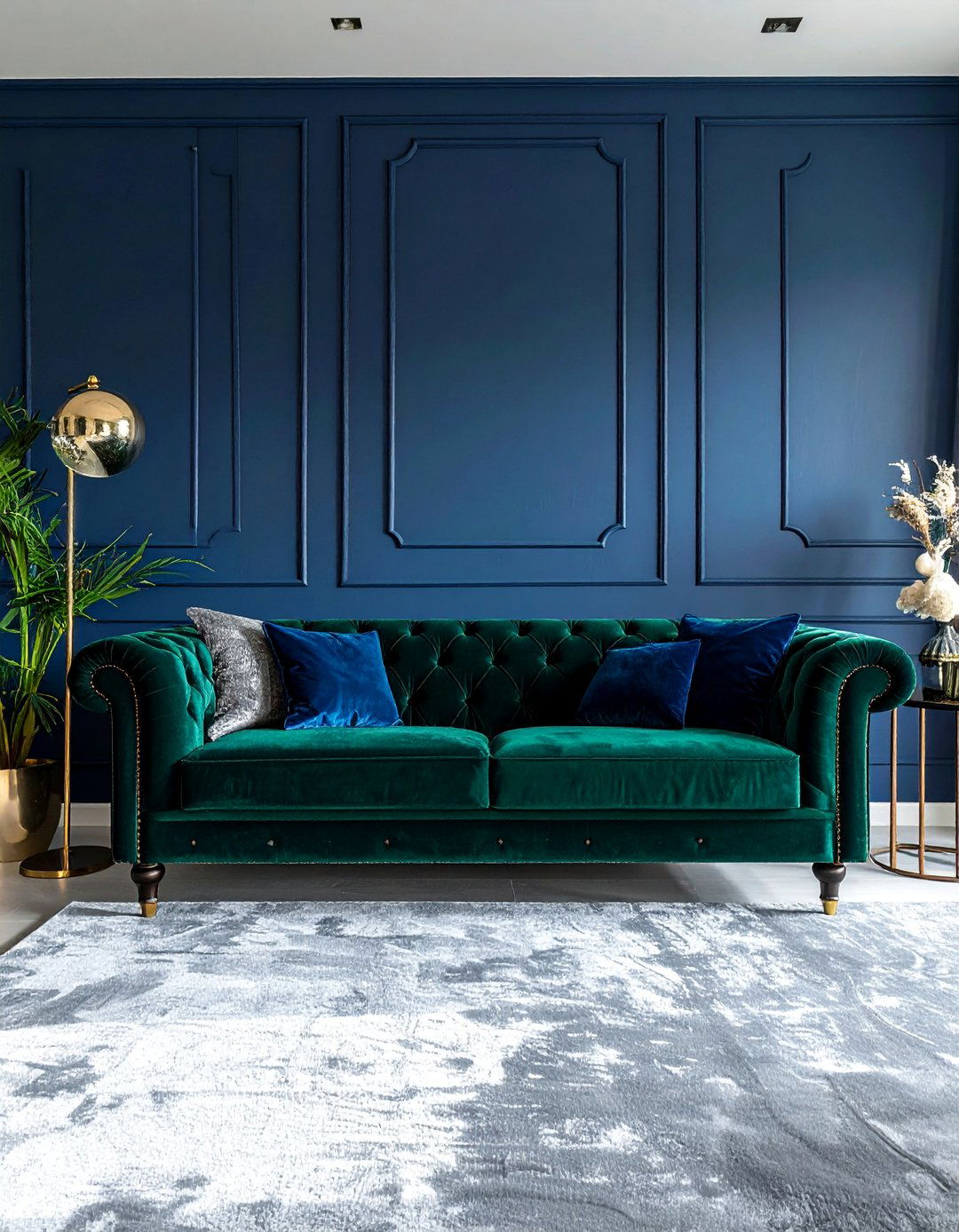 Silver Grey Carpet with Midnight Blue Walls - 20 Grey Floor Living Room With Blue Walls Ideas