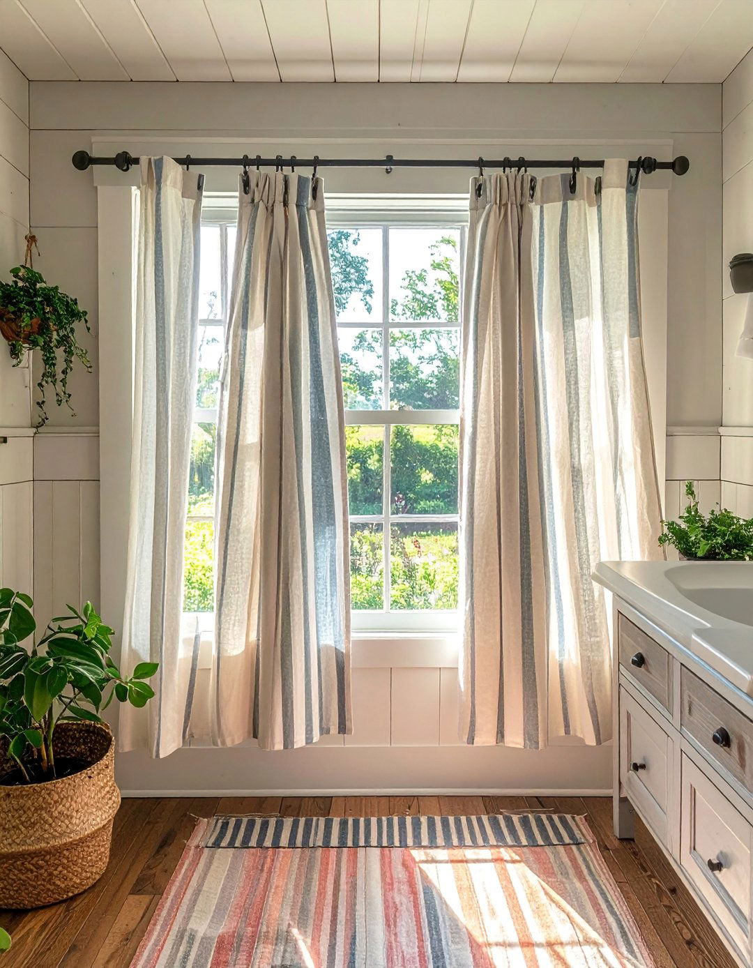 Simple Hemmed Tea Towel Curtains - 40 Farmhouse Window Treatment Ideas for a Cozy Home