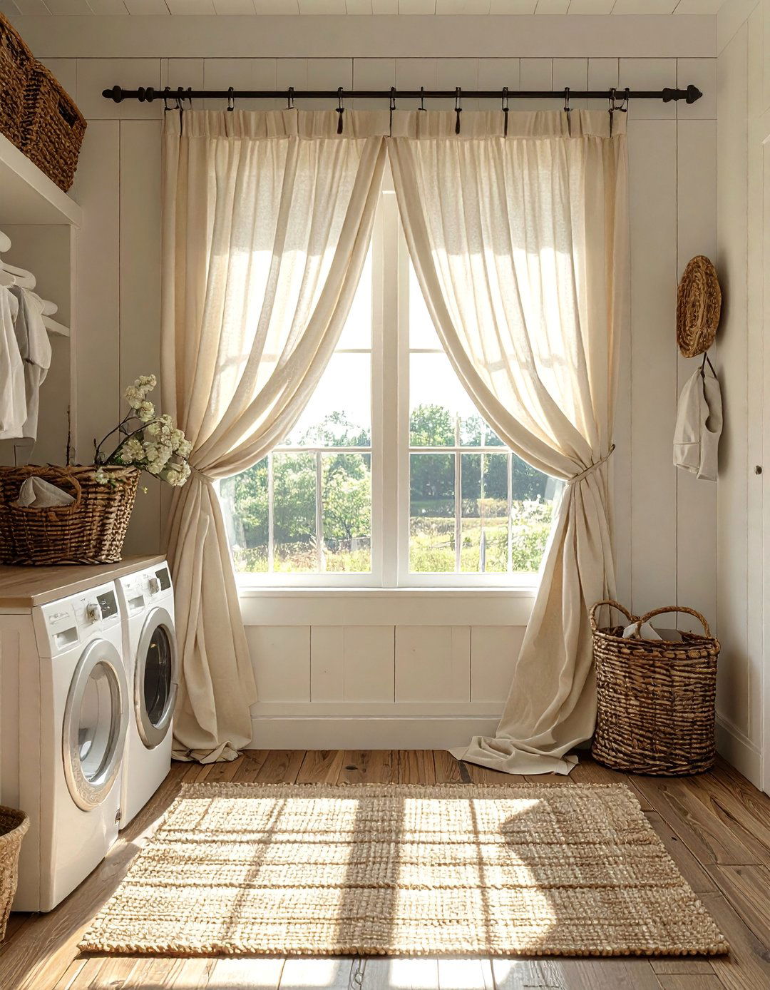 Simple Valance with Jute Trim - 40 Farmhouse Window Treatment Ideas for a Cozy Home