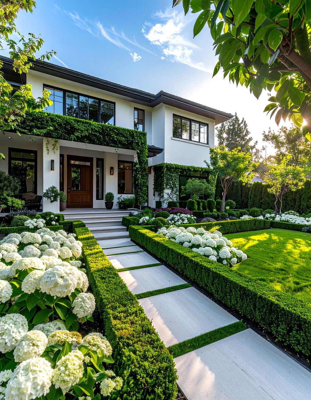 Simple and Clean Landscape Design for a Transitional Home Exterior - 30 Transitional Home Exterior Ideas for Modern Appeal