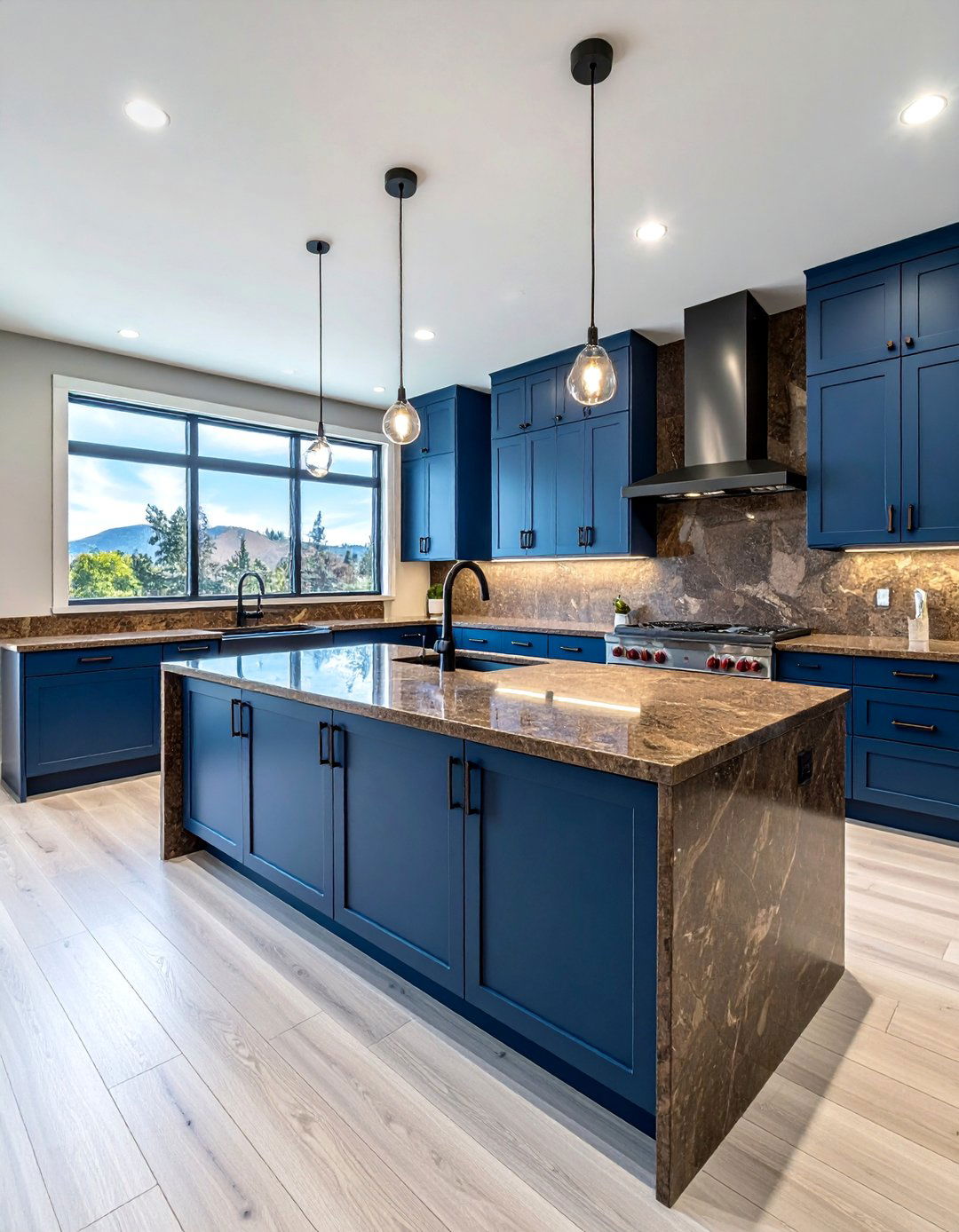 Slate Blue Cabinets With Coffee Brown Granite Countertops - 20 Blue Kitchen Cabinets With Brown Granite Countertops Ideas