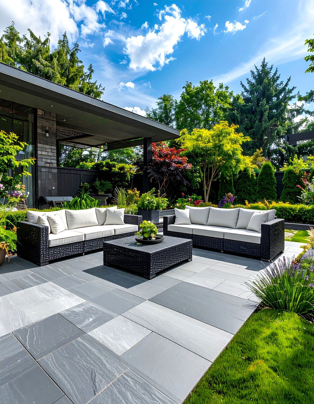 Slate Patio Tiles for Natural Elegance - 30 Patio Tile Ideas for a Stylish Outdoor Space