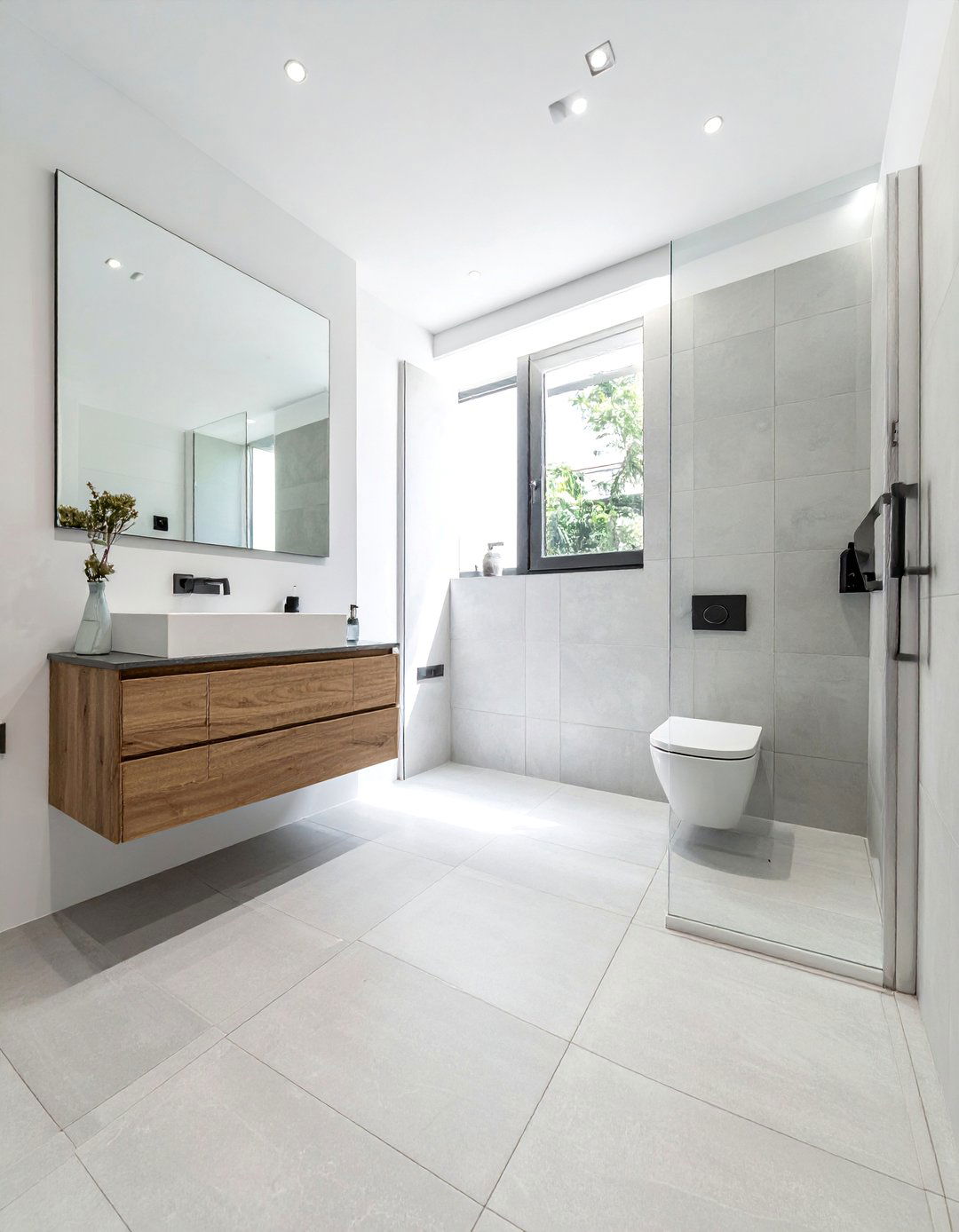 Sleek Large Format Powder Room Floor Tile - 25 Powder Room Floor Tile Ideas for a Stunning Look