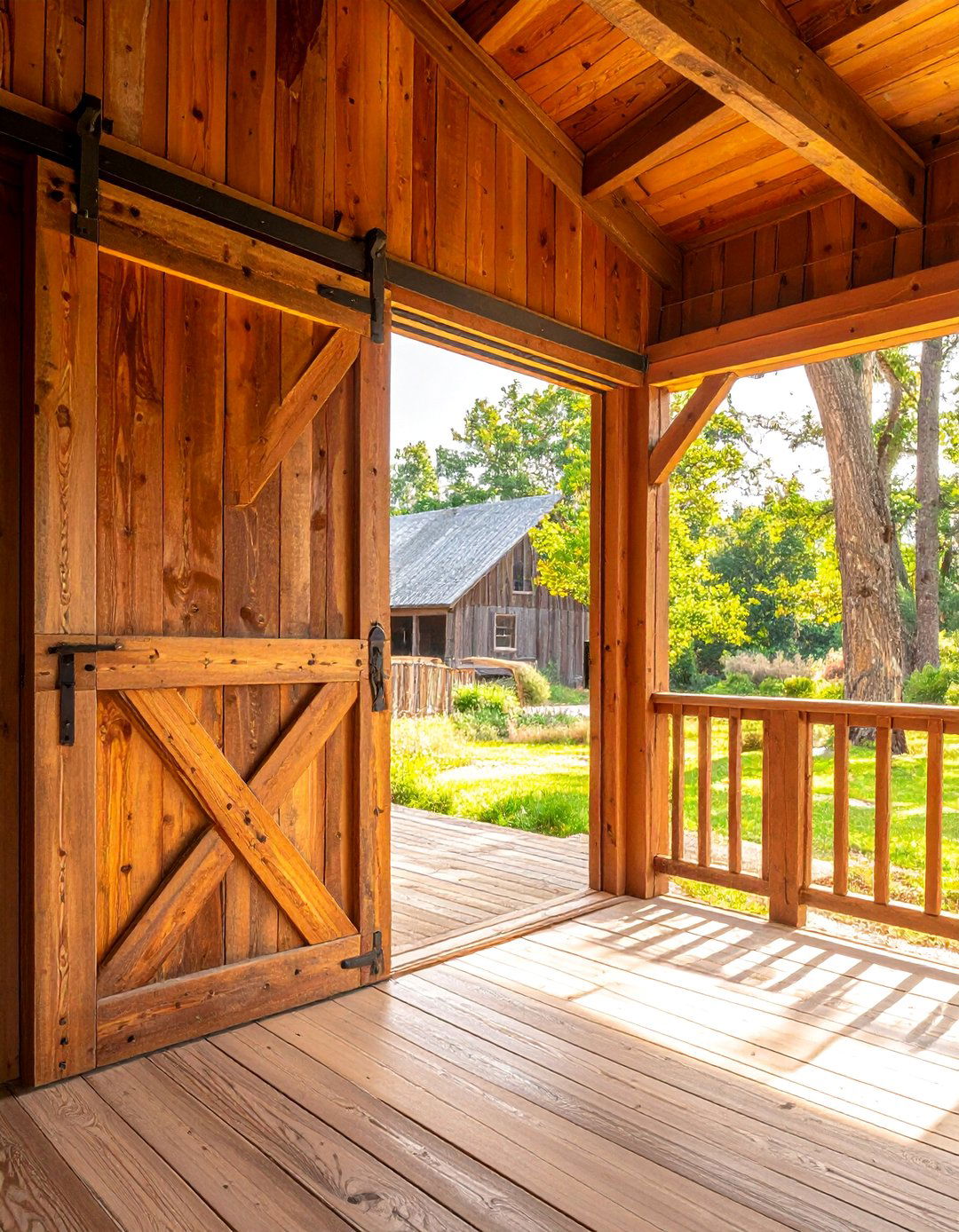 Sliding Barn Door Privacy Screens - 30 Rustic Porch Ideas to Enhance Your Outdoor Space