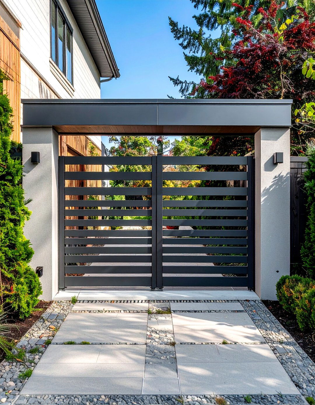 Sliding Metal Garden Gate for Compact Spaces - 25 Metal Garden Gate Ideas for a Stylish Entrance