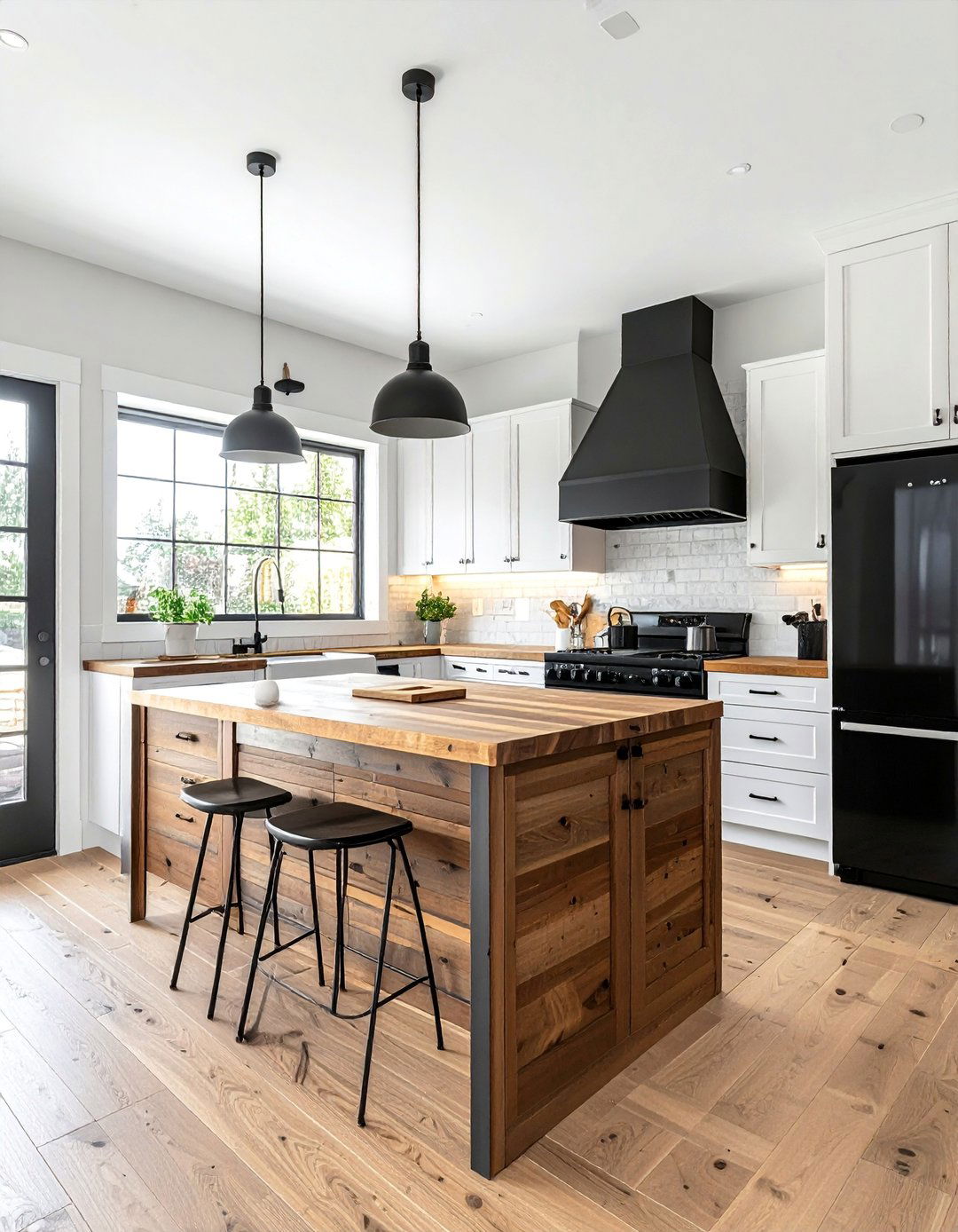 Small Kitchen with Black Appliances and Butcher Block Countertops - 20 Small Kitchen with Black Appliances Ideas