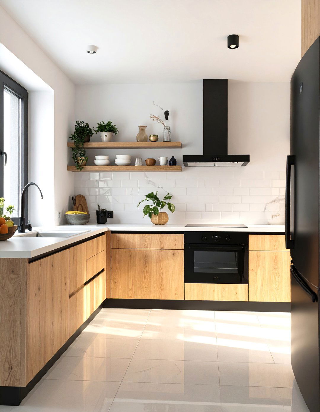 Small Kitchen with Black Appliances and Light Wood Cabinets - 20 Small Kitchen with Black Appliances Ideas