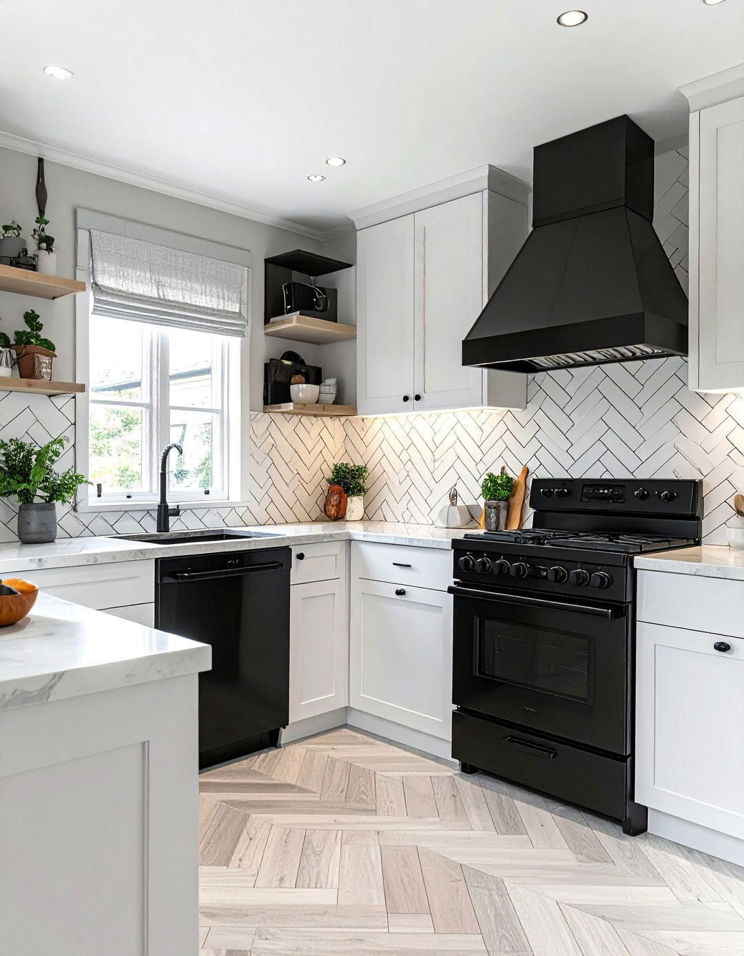 Small Kitchen with Black Appliances and Subway Tile Backsplash - 20 Small Kitchen with Black Appliances Ideas