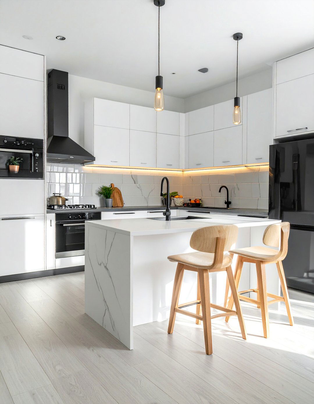 Small Kitchen with Black Appliances and a Peninsula - 20 Small Kitchen with Black Appliances Ideas